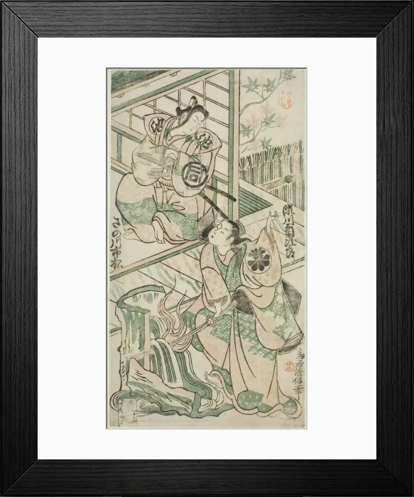 Framed Print : The Actors Sanogawa Ichimatsu I as Ike no Shoji and Segawa Kikujiro I as Hitachi Kohagi in... 1747. Creator: Torii Kiyonobu II Framed Print : The Actors Sanogawa Ichimatsu I as Ike no Shoji and Segawa Kikujiro I as Hitachi Kohagi in... 1747. Creator: Torii Kiyonobu II