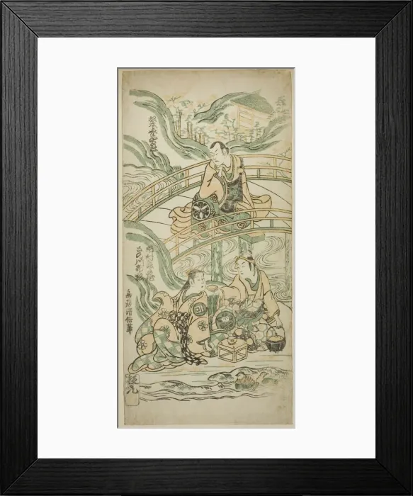 Framed Print : The Actors Matsumoto Koshiro II as Kumasaka Chohan, Ichimura Kamezo I as Ise no Saburo, an... 1749. Creator: Torii Kiyonobu II Framed Print : The Actors Matsumoto Koshiro II as Kumasaka Chohan, Ichimura Kamezo I as Ise no Saburo, an... 1749. Creator: Torii Kiyonobu II