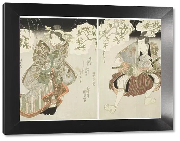 The actors Onoe Kikugoro III (R) as Nagoya Sanza and Iwai Kumesaburo II (L) as the courtes... 1827. Creator: Utagawa Kunisada