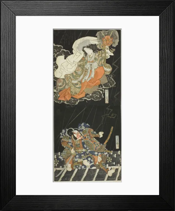 Framed Print : The actors Ichikawa Danjuro VII as Watanabe no Tsuna and Segawa Kikunojo V as the female... 1833. Creator: Utagawa Kunisada Framed Print : The actors Ichikawa Danjuro VII as Watanabe no Tsuna and Segawa Kikunojo V as the female... 1833. Creator: Utagawa Kunisada