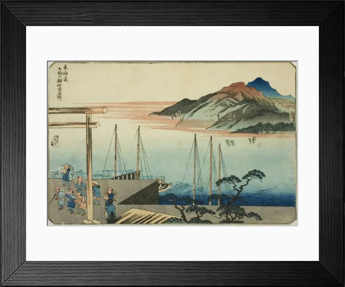 Framed Print : Miya, Kuwana, Yokkaichi, and Ishiyakushi, from the series Famous Places on the Fifty... c.1830 / 35. Creator: Utagawa Kuniyoshi Framed Print : Miya, Kuwana, Yokkaichi, and Ishiyakushi, from the series Famous Places on the Fifty... c.1830 / 35. Creator: Utagawa Kuniyoshi