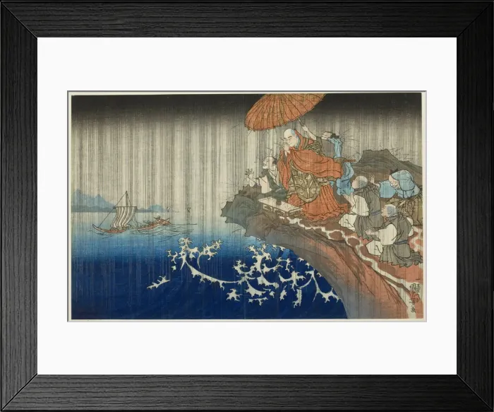 Framed Print : Praying for Rain at Ryozengasaki in Kamakura, 1271 (Bun ei hachi Kamakura Ryozengasa... c. 1830 / 35. Creator: Utagawa Kuniyoshi) Framed Print : Praying for Rain at Ryozengasaki in Kamakura, 1271 (Bun ei hachi Kamakura Ryozengasa... c. 1830 / 35. Creator: Utagawa Kuniyoshi)