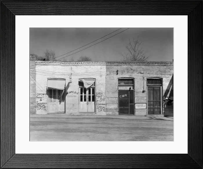Framed Print : Main street storefronts, Edwards, Mississippi, 1936. Creator: Walker Evans Framed Print : Main street storefronts, Edwards, Mississippi, 1936. Creator: Walker Evans