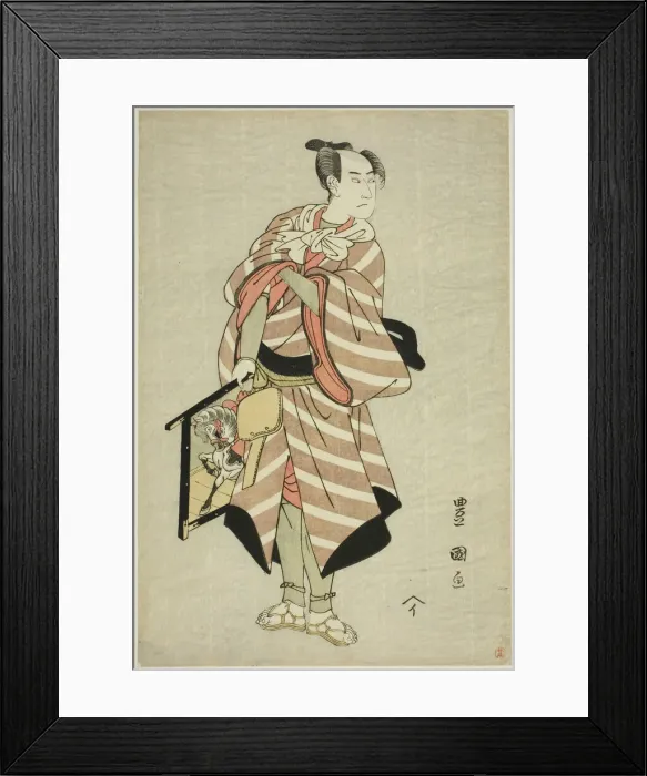 Framed Print : The actor Sawamura Sojuro III as the packhorse-man Muchizo in the play Miyamairi Musub... c. 1797. Creator: Utagawa Toyokuni I Framed Print : The actor Sawamura Sojuro III as the packhorse-man Muchizo in the play Miyamairi Musub... c. 1797. Creator: Utagawa Toyokuni I