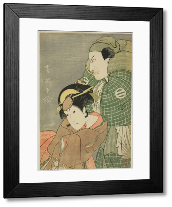 Framed Print : The actors Kataoka Nizaemon VII as Iyo no Taro and Iwai Hanshiro IV as Kojoro-gitsune of O... 1796. Creator: Utagawa Toyokuni I Framed Print : The actors Kataoka Nizaemon VII as Iyo no Taro and Iwai Hanshiro IV as Kojoro-gitsune of O... 1796. Creator: Utagawa Toyokuni I