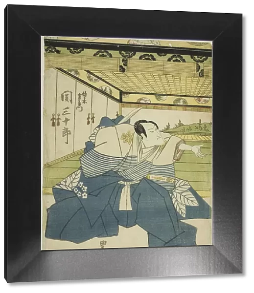 The actor Seki Sanjuro II as Sasaki Saemon in the play 'Higashiyama-dono Kabuki no Danmaku... 1818. Creator: Utagawa Toyokuni I