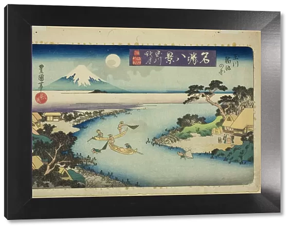 Autumn Moon of the Jewel River, View of Fishermen Catching Sweetfish (Tamagawa... c. 1833  /  34. Creator: Utagawa Toyokuni II)