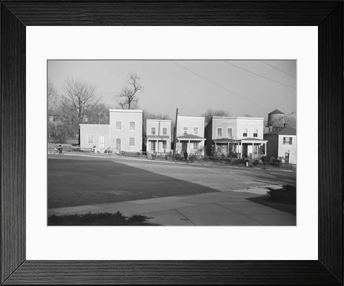 Framed Print : Frame houses. Fredericksburg, Virginia, 1936. Creator: Walker Evans Framed Print : Frame houses. Fredericksburg, Virginia, 1936. Creator: Walker Evans