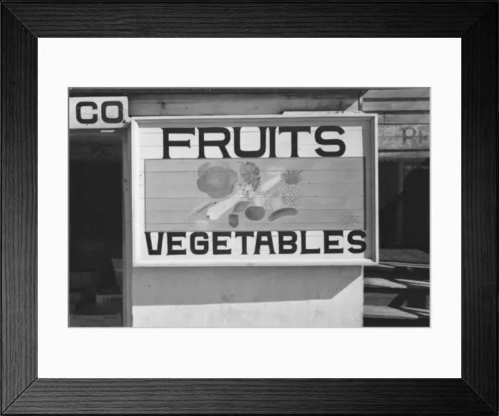 Framed Print : Fruit sign, Beaufort, South Carolina, 1936. Creator: Walker Evans Framed Print : Fruit sign, Beaufort, South Carolina, 1936. Creator: Walker Evans