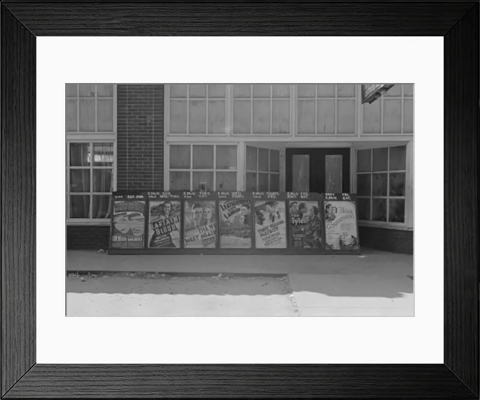 Framed Print : Movie posters, vicinity of Moundsville, Alabama, 1936. Creator: Walker Evans Framed Print : Movie posters, vicinity of Moundsville, Alabama, 1936. Creator: Walker Evans