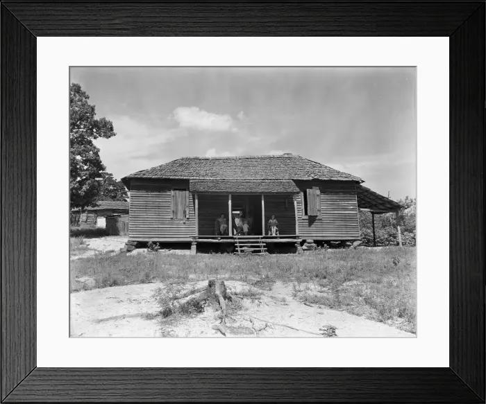 Framed Print : Home of cotton sharecropper Floyd Burroughs, Hale County, Alabama, 1936. Creator: Walker Evans Framed Print : Home of cotton sharecropper Floyd Burroughs, Hale County, Alabama, 1936. Creator: Walker Evans