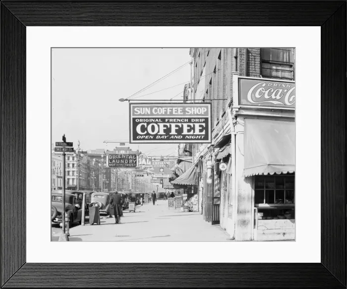 Framed Print : New Orleans downtown street, Louisiana, 1936. Creator: Walker Evans Framed Print : New Orleans downtown street, Louisiana, 1936. Creator: Walker Evans