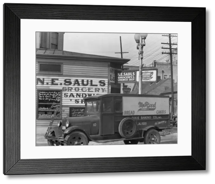 Framed Print : New Orleans street corner, Louisiana, 1936. Creator: Walker Evans Framed Print : New Orleans street corner, Louisiana, 1936. Creator: Walker Evans