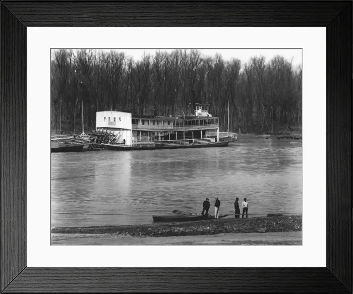 Framed Print : Ferry and river men, Vicksburg, Mississippi, 1936. Creator: Walker Evans Framed Print : Ferry and river men, Vicksburg, Mississippi, 1936. Creator: Walker Evans