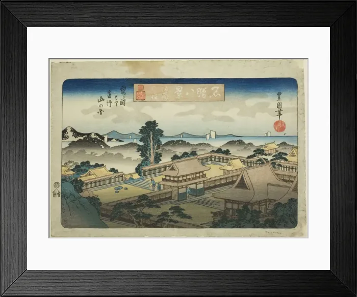 Framed Print : Evening Bell at Kamakura, View of the Mountains of Awa Province from Tsurugaoka (Ka... c. 1833 / 34. Creator: Utagawa Toyokuni II) Framed Print : Evening Bell at Kamakura, View of the Mountains of Awa Province from Tsurugaoka (Ka... c. 1833 / 34. Creator: Utagawa Toyokuni II)