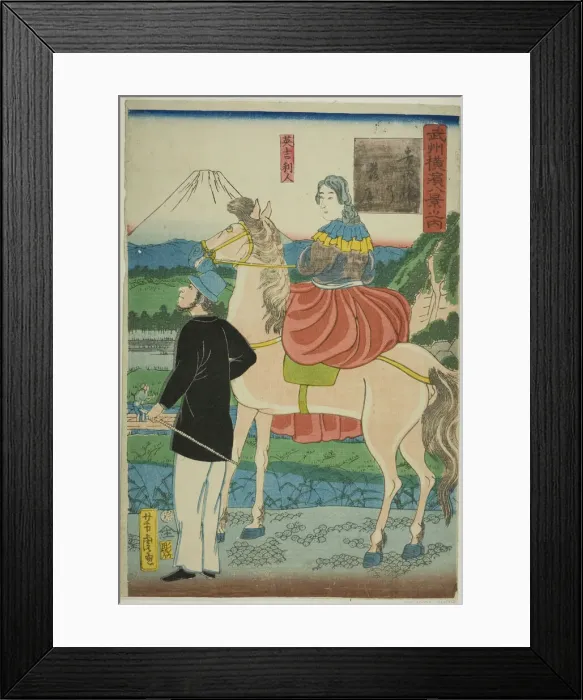 Framed Print : English Watching Descending Geese at Yoshida Bridge (Yoshida-bashi no rakugan, Igirisujin)... 1861. Creator: Utagawa Yoshitora Framed Print : English Watching Descending Geese at Yoshida Bridge (Yoshida-bashi no rakugan, Igirisujin)... 1861. Creator: Utagawa Yoshitora