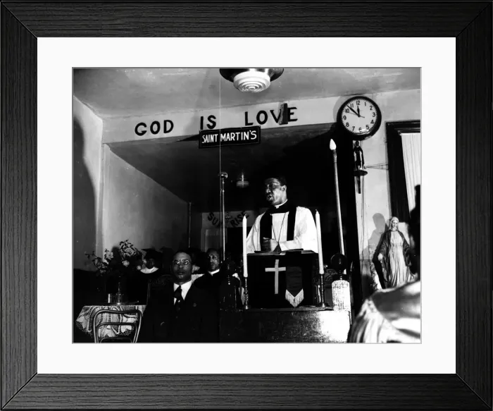 Framed Print : Reverend Vondell Gassaway, pastor of the St. Martins Spiritual Church... Washington, D.C. 1942. Creator: Gordon Parks Framed Print : Reverend Vondell Gassaway, pastor of the St. Martins Spiritual Church... Washington, D.C. 1942. Creator: Gordon Parks