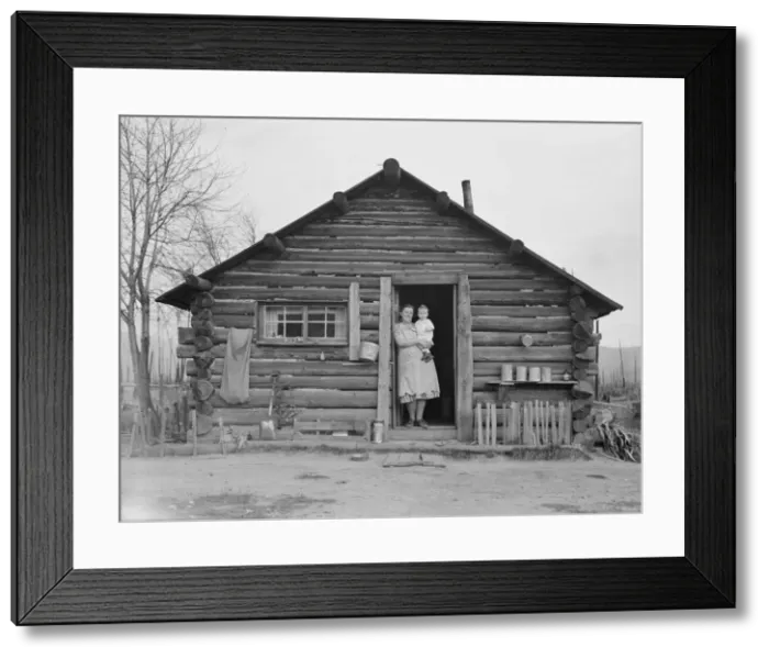 Framed Print : Log house now occupied and enlarged by the Halley family, Bonner County, Idaho, 1939. Creator: Dorothea Lange Framed Print : Log house now occupied and enlarged by the Halley family, Bonner County, Idaho, 1939. Creator: Dorothea Lange