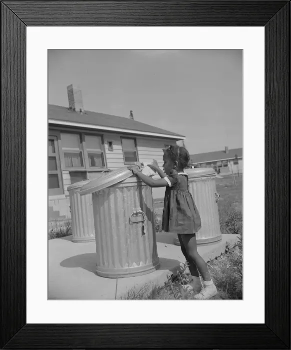 Framed Print : Metal ashcans, Frederick Douglass housing project, Anacostia, D. C. 1942. Creator: Gordon Parks Framed Print : Metal ashcans, Frederick Douglass housing project, Anacostia, D. C. 1942. Creator: Gordon Parks