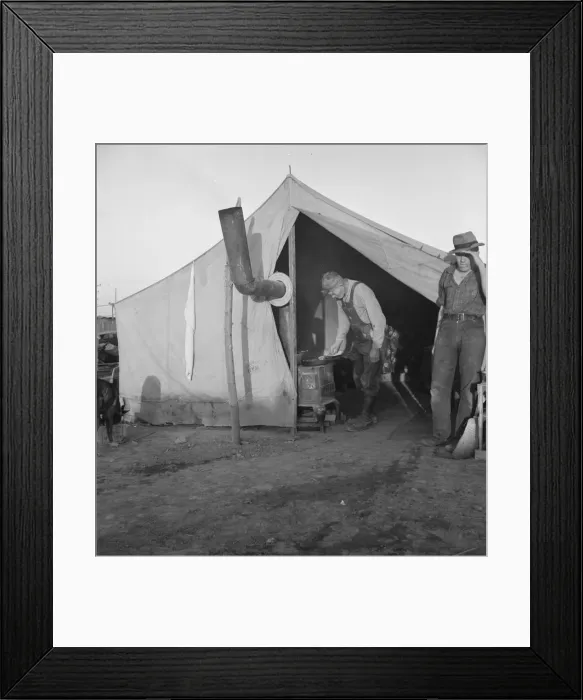 Framed Print : In a carrot pullers camp near Holtville, California, 1939. Creator: Dorothea Lange Framed Print : In a carrot pullers camp near Holtville, California, 1939. Creator: Dorothea Lange