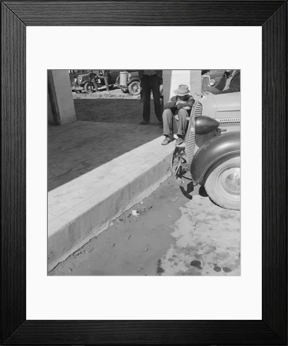 Framed Print : Outside FSA grant office during the pea harvest, Calipatria, California, 1939. Creator: Dorothea Lange Framed Print : Outside FSA grant office during the pea harvest, Calipatria, California, 1939. Creator: Dorothea Lange