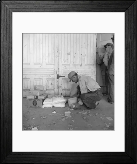 Framed Print : Outside the FSA grant office during pea harvest, Calipatria, California, 1939. Creator: Dorothea Lange Framed Print : Outside the FSA grant office during pea harvest, Calipatria, California, 1939. Creator: Dorothea Lange