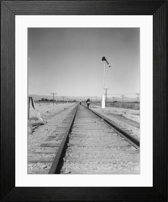 Framed Print : Looking east down the railroad track, near Calipatria, California, 1939. Creator: Dorothea Lange Framed Print : Looking east down the railroad track, near Calipatria, California, 1939. Creator: Dorothea Lange