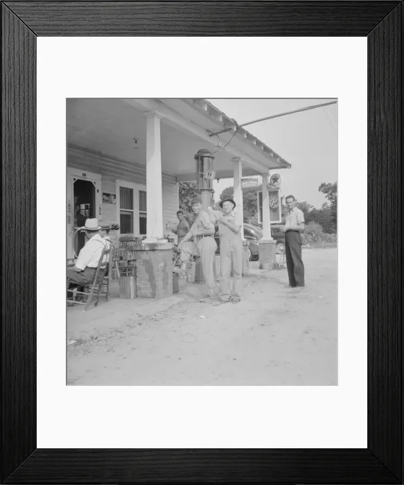 Framed Print : Rural filling station becomes community... 4 July, near Chapel Hill, North Carolina, 1939 Creator: Dorothea Lange Framed Print : Rural filling station becomes community... 4 July, near Chapel Hill, North Carolina, 1939 Creator: Dorothea Lange