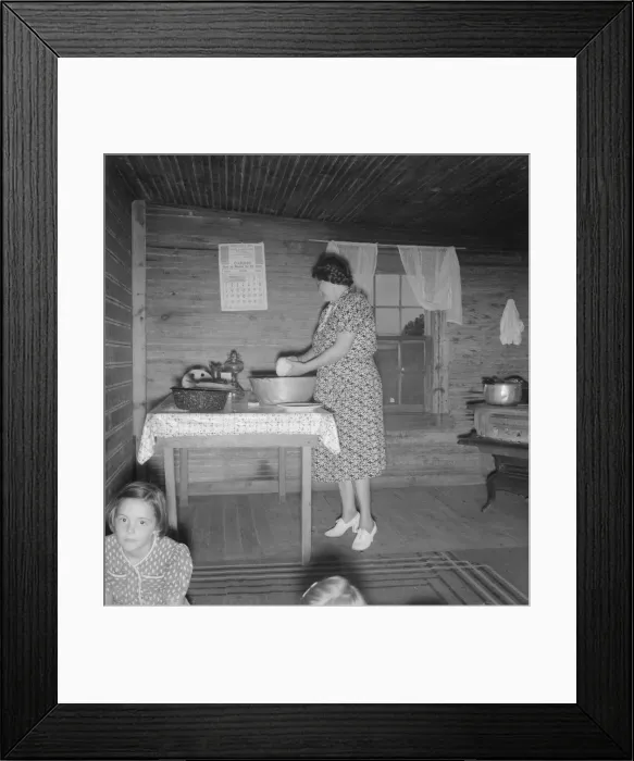 Framed Print : Wife of tobacco sharecropper in kitchen of home, Person County, North Carolina, 1939. Creator: Dorothea Lange Framed Print : Wife of tobacco sharecropper in kitchen of home, Person County, North Carolina, 1939. Creator: Dorothea Lange