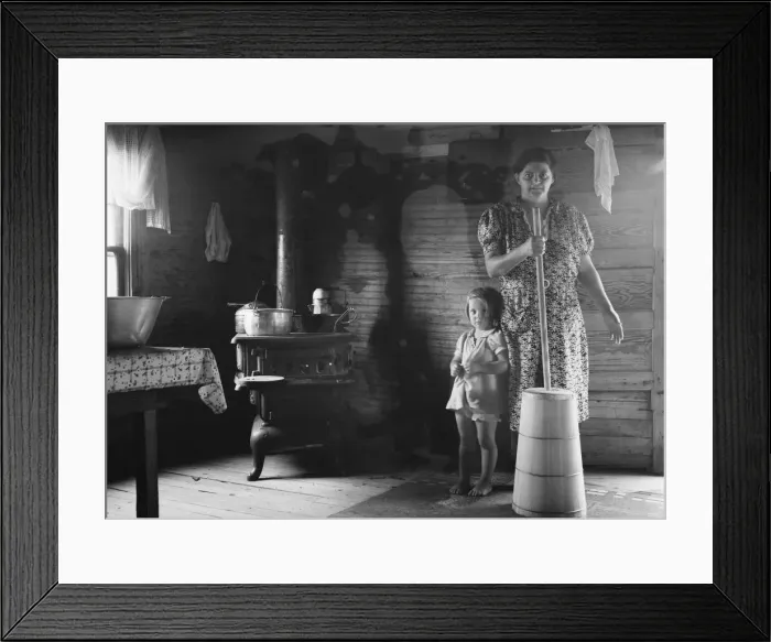 Framed Print : Corner of kitchen, home of tobacco sharecropper, Person County, North Carolina, 1939. Creator: Dorothea Lange Framed Print : Corner of kitchen, home of tobacco sharecropper, Person County, North Carolina, 1939. Creator: Dorothea Lange
