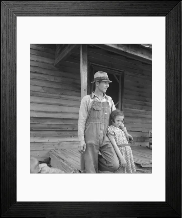 Framed Print : Tobacco sharecropper with his oldest daughter, Person County, North Carolina, 1939. Creator: Dorothea Lange Framed Print : Tobacco sharecropper with his oldest daughter, Person County, North Carolina, 1939. Creator: Dorothea Lange