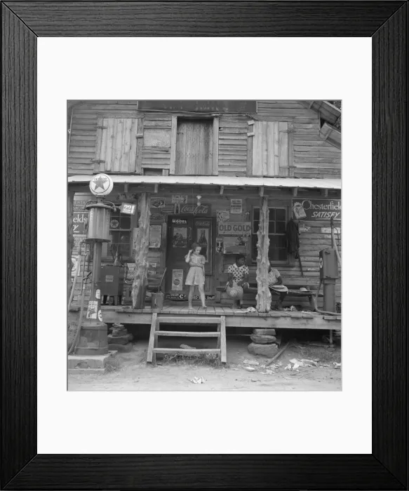 Framed Print : Daughter of white tobacco sharecropper at country store, Person County, North Carolina, 1939. Creator: Dorothea Lange Framed Print : Daughter of white tobacco sharecropper at country store, Person County, North Carolina, 1939. Creator: Dorothea Lange