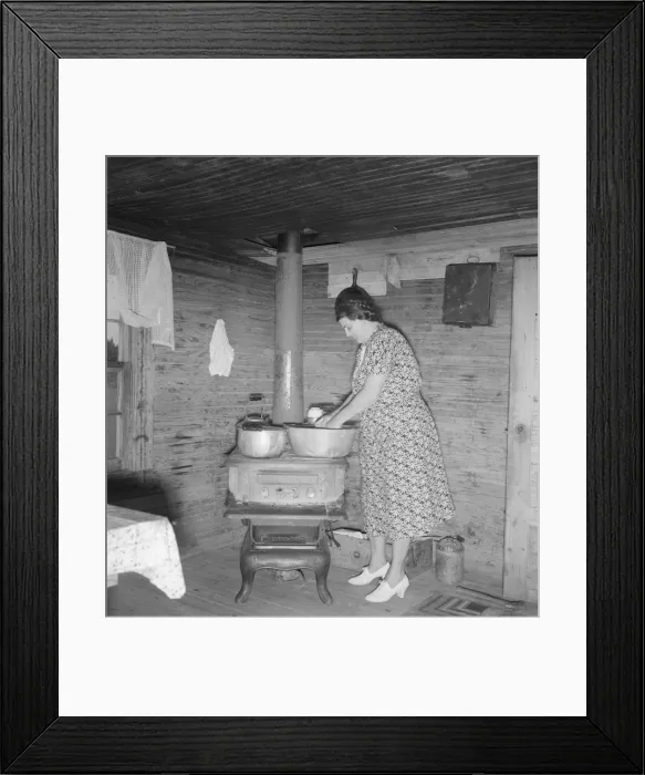 Framed Print : Corner of kitchen in tobacco sharecroppers home, Person County, North Carolina, 1939. Creator: Dorothea Lange Framed Print : Corner of kitchen in tobacco sharecroppers home, Person County, North Carolina, 1939. Creator: Dorothea Lange