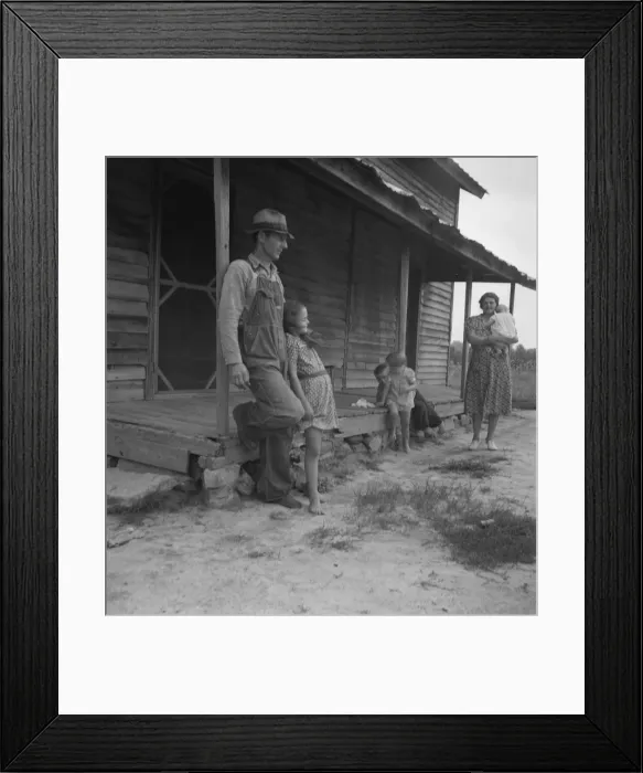 Framed Print : Tobacco sharecropper with his oldest daughter, Person County, North Carolina, 1939. Creator: Dorothea Lange Framed Print : Tobacco sharecropper with his oldest daughter, Person County, North Carolina, 1939. Creator: Dorothea Lange