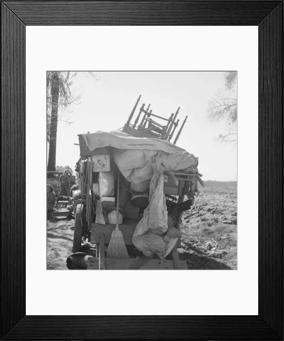 Framed Print : Migrant family outfit on U. S. 99 between Bakersfield, California, and the Ridge, 1939. Creator: Dorothea Lange Framed Print : Migrant family outfit on U. S. 99 between Bakersfield, California, and the Ridge, 1939. Creator: Dorothea Lange