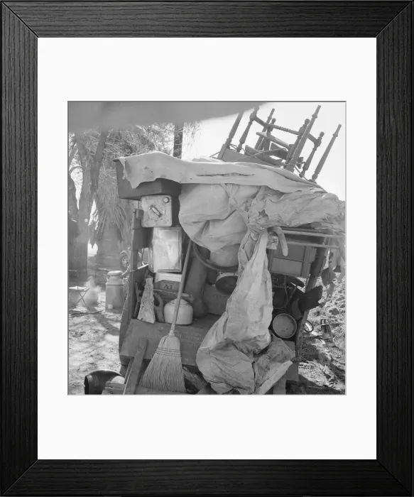Framed Print : Migrant family outfit on U. S. 99 between Bakersfield, California, and the Ridge, 1939. Creator: Dorothea Lange Framed Print : Migrant family outfit on U. S. 99 between Bakersfield, California, and the Ridge, 1939. Creator: Dorothea Lange