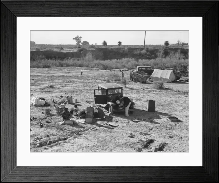 Framed Print : Camped on the flat, near Holtville, Imperial County, California, 1939. Creator: Dorothea Lange Framed Print : Camped on the flat, near Holtville, Imperial County, California, 1939. Creator: Dorothea Lange