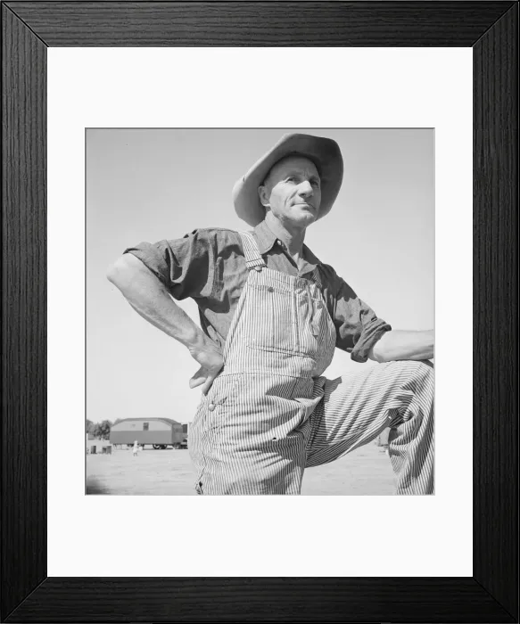 Framed Print : Farmer from Nebraska in emergency camp for migratory work... Calipatria, Imperial County, CA, 1939. Creator: Dorothea Lange Framed Print : Farmer from Nebraska in emergency camp for migratory work... Calipatria, Imperial County, CA, 1939. Creator: Dorothea Lange
