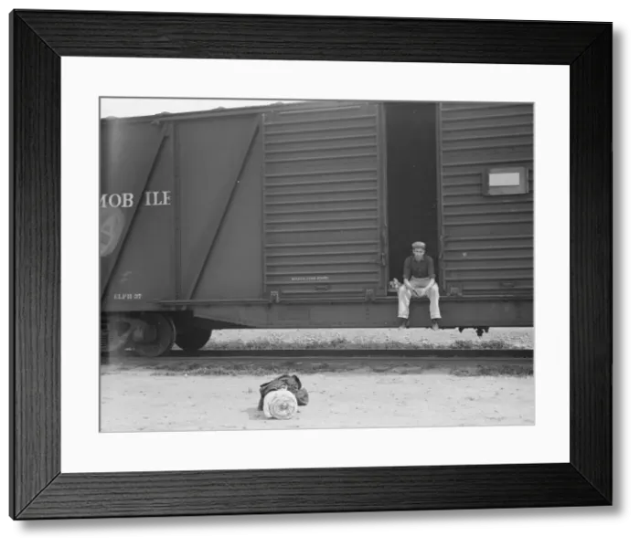 Framed Print : Car on siding across tracks from pea packing plant, Calipatria, Imperial Valley, 1939. Creator: Dorothea Lange Framed Print : Car on siding across tracks from pea packing plant, Calipatria, Imperial Valley, 1939. Creator: Dorothea Lange