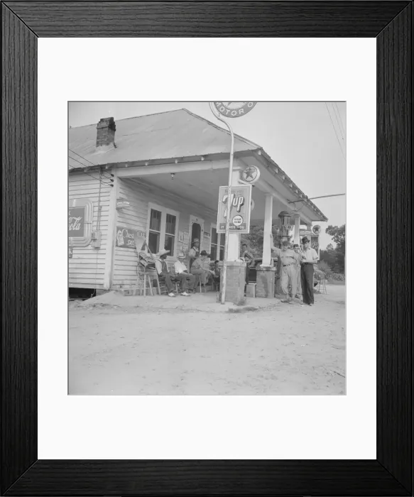 Framed Print : Rural filling station becomes community... 4 July, near Chapel Hill, North Carolina, 1939 Creator: Dorothea Lange Framed Print : Rural filling station becomes community... 4 July, near Chapel Hill, North Carolina, 1939 Creator: Dorothea Lange