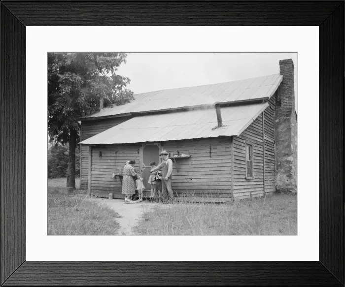 Framed Print : Tobacco sharecropper and his family at the back... Person County, North Carolina, 1939. Creator: Dorothea Lange Framed Print : Tobacco sharecropper and his family at the back... Person County, North Carolina, 1939. Creator: Dorothea Lange