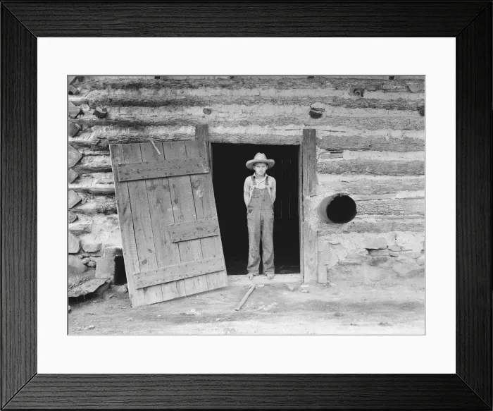 Framed Print : North Carolina farm boy in doorway of tobacco barn, Person County, North Carolina, 1939. Creator: Dorothea Lange Framed Print : North Carolina farm boy in doorway of tobacco barn, Person County, North Carolina, 1939. Creator: Dorothea Lange