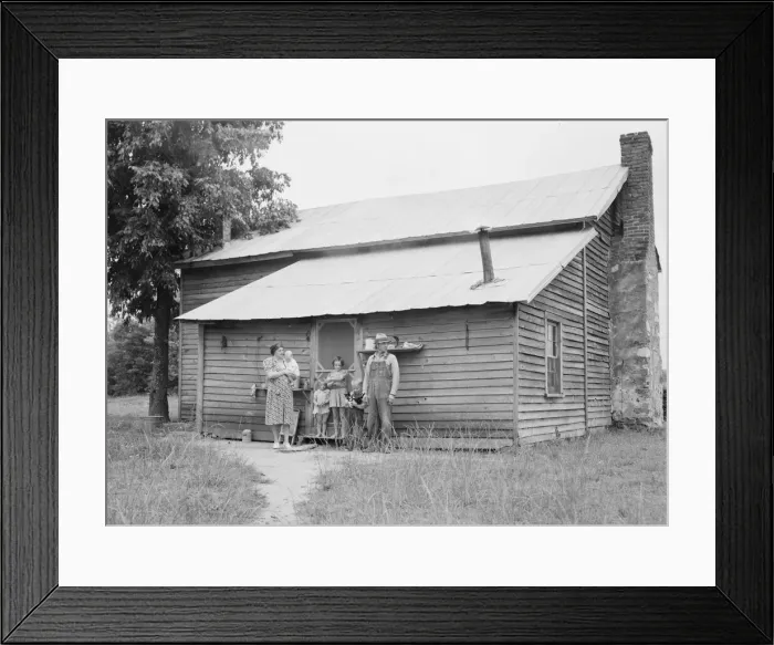 Framed Print : Tobacco sharecropper and his family at the back... Person County, North Carolina, 1939. Creator: Dorothea Lange Framed Print : Tobacco sharecropper and his family at the back... Person County, North Carolina, 1939. Creator: Dorothea Lange