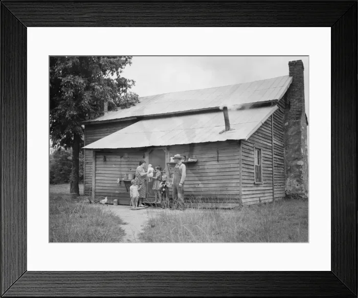 Framed Print : Tobacco sharecropper and his family at the back... Person County, North Carolina, 1939. Creator: Dorothea Lange Framed Print : Tobacco sharecropper and his family at the back... Person County, North Carolina, 1939. Creator: Dorothea Lange