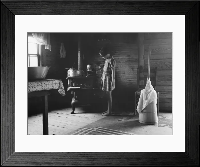 Framed Print : Corner of kitchen, home of tobacco sharecropper, Person County, North Carolina, 1939. Creator: Dorothea Lange Framed Print : Corner of kitchen, home of tobacco sharecropper, Person County, North Carolina, 1939. Creator: Dorothea Lange
