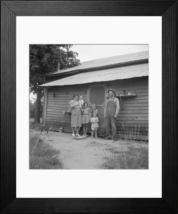 Framed Print : Possibly: Tobacco sharecropper with his oldest daughter, Person County, North Carolina, 1939. Creator: Dorothea Lange Framed Print : Possibly: Tobacco sharecropper with his oldest daughter, Person County, North Carolina, 1939. Creator: Dorothea Lange