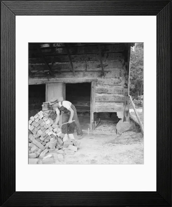 Framed Print : Putting in new flues in tobacco barn, Orange County, North Carolina, 1939. Creator: Dorothea Lange Framed Print : Putting in new flues in tobacco barn, Orange County, North Carolina, 1939. Creator: Dorothea Lange