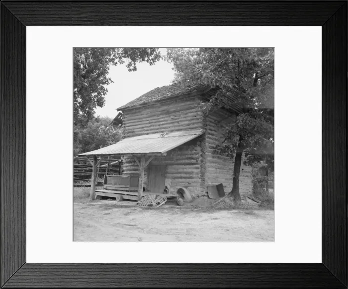 Framed Print : Tobacco barn with tobacco sled and vehicle... Person County, North Carolina, 1939. Creator: Dorothea Lange Framed Print : Tobacco barn with tobacco sled and vehicle... Person County, North Carolina, 1939. Creator: Dorothea Lange