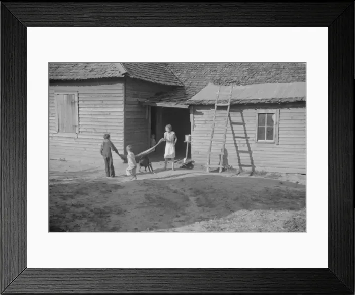 Framed Print : Burroughs children playing in the yard, Hale County, Alabama, 1936. Creator: Walker Evans Framed Print : Burroughs children playing in the yard, Hale County, Alabama, 1936. Creator: Walker Evans