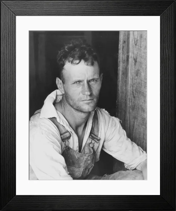 Framed Print : Floyd Burroughs, cotton sharecropper, Hale County, Alabama, 1936. Creator: Walker Evans